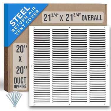 Handua Fits 20x20 Duct Opening Steel Return Air Grille by Vent Cover Grill for Sidewall and Ceiling White HVAC Cold Air Intake Grille Outer Dimensions 2175W X 2175H