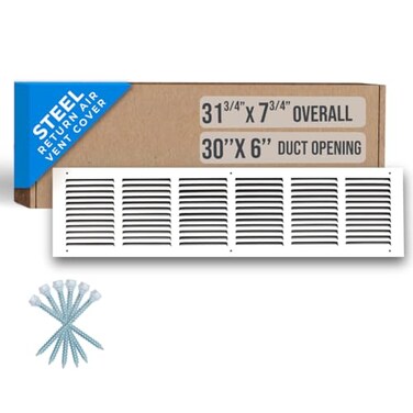 Handua Fits 30x6 Duct Opening Steel Return Air Grille by Vent Cover Grill for Sidewall and Ceiling White HVAC Cold Air Intake Grille Outer Dimensions 3175W X 775H