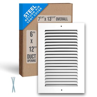 Handua Fits 6x12 Duct Opening Steel Return Air Grille by Vent Cover Grill for Sidewall and Ceiling White HVAC Cold Air Intake Grille Outer Dimensions 775W X 1375H