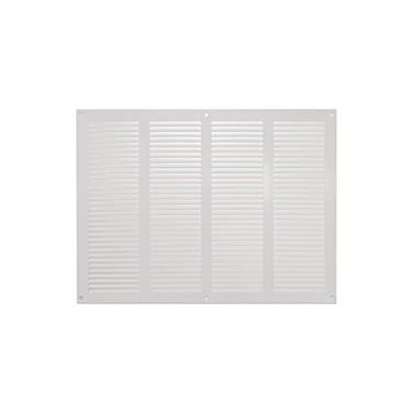 Repa Market Air Vent Cover 16x12 Inch Outer Dimensions White Galvanized Steel Louvered Grill Cover with Mesh Screen Wall or Ceiling Vent HVAC Register for Indoor and Outdoor Ventilation