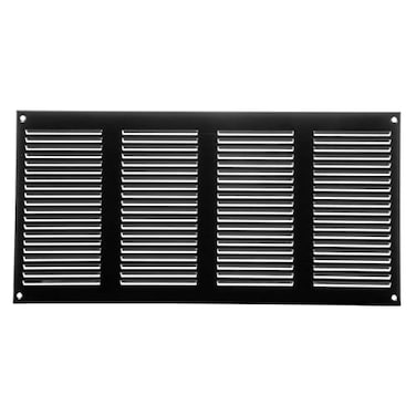 Repa Market Air Vent Cover 16x8 Inch Outer Dimensions Black Galvanized Steel Louvered Grill Cover with Mesh Screen Wall or Ceiling Vent HVAC Register for Indoor and Outdoor Ventilation