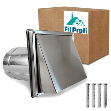FilProfi Wall Vent Cover Exhaust Duct kit Outside The House KitchenFanDryer Deflector 4 Inch