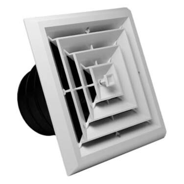 RectorSeal TRUaire GrilleDamper 81914 Plastic Ceiling Diffuser with Incorporated Ceiling Box Easy Installation HVAC 8X8 4 Way GrilleDamper
