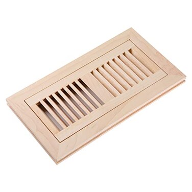 Homewell Maple Wood Floor Register Vent Flush Mount with Frame 4x10 Inch Unfinished