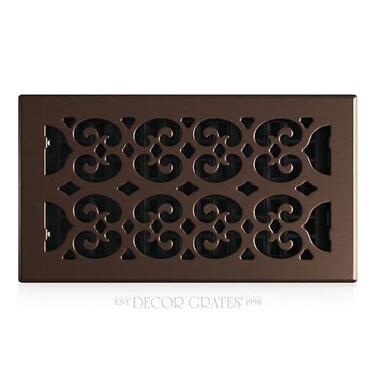 Decor Grates Metal Scroll Decorative Air Vent Cover 6x12 Floor Register Adjustable Control Lever AC Floor Vent Covers for Home Floor Vents Fits 6 x 12 Inch Opening Rubbed Bronze SPH612RB
