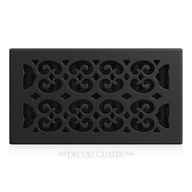 Decor Grates Metal Classic Decorative Air Vent Cover 6x12 Floor Register Adjustable Control Lever AC Floor Vent Covers for Home Floor Vents Fits 6 x 12 Inch Opening Textured Black STH612