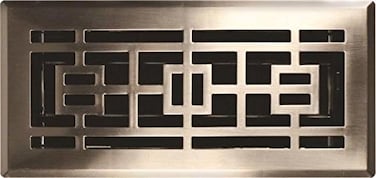 Rocky Mountain Goods Floor Register Vent 4Inch by 10Inch Easy Adjust air Supply Lever Premium Finish Heavy Duty to Allow Walk on use Satin Nickel
