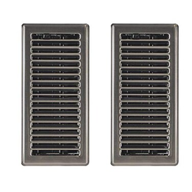 Hartford Ventilation Brushed Nickel 4 x 12 Floor Register Contemporary Steel Vent Cover for Home Heavy Duty Modern Metal Design Scratch Resistant Finish Smooth Glide Damper 2