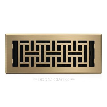 Decor Grates AJH412A Oriental Floor Register 4x12 Inches Antique Brass Finish