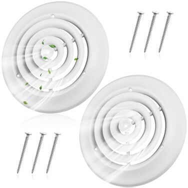 Therwen 4 Pieces 8 Inch Round Diffuser HVAC Round Ceiling Vent Cover Replacement Vent Diffuser with Screws to Install Fitting in Duct Outer Dimensions 111516