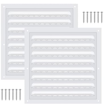Yaocom 2 Pcs 10 x 10 Inch Aluminum Gable Vents Attic Vents Metal Gable Wall Shed Vent with Screw and Screen Mesh Square Return Louver Grille for Ventilation Exterior Door House Attic Garage Ceiling