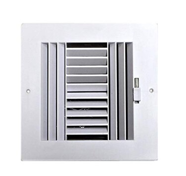 HBW FourWay Plastic Side WallCeiling Register in White 6 w X 6 h for Duct Opening Outside Dimension is 8 w X 8 h