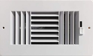 HBW ThreeWay Plastic Side WallCeiling Register in White 8 w X 4 h for Duct Opening Outside Dimension is 975 w X 6 h