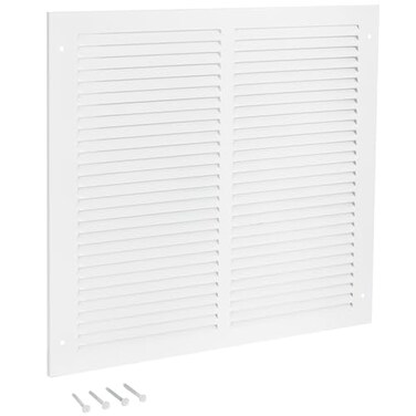 EZ-FLO EZFLO 12 x 12 Inch Duct Opening Return Air Vent Cover for Wall or Ceiling Solid Steel Return Air Grille HVAC Vent Cover White 61627
