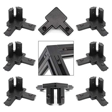 BLCCLOY 8Pcs 2020 Aluminum Extrusion T Slot Corner Bracket 20 Series Extruded Hardware 3 Way Tri Connector with Set Screw for 2020 2040 T V Slot Black Aluminum Profile Frame Fitting
