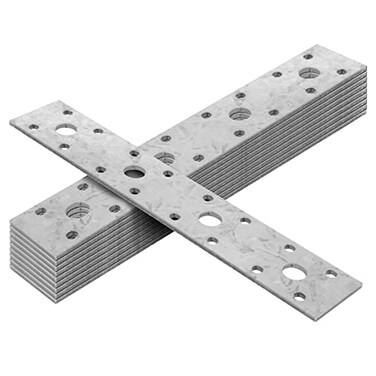 GBGS 10 Pcs 7 Flat Tie Plate Repair Mending Plate BracketHot Dip Galvanized Metal Repair Fixing Bracket Connector for Wooden Timber Connecting7x125 mm Thick