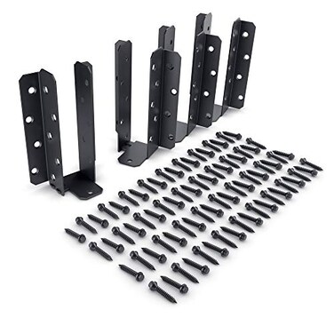 OZCO Ironwood Adjustable Joist Hanger Flush Connectors 8 10 Steel Powder Coated Finish Black 4 Pieces