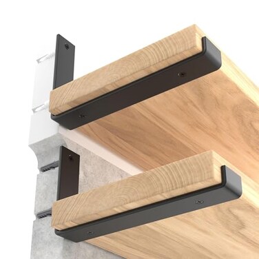 LEOPO 8 inch Shelf Brackets 4Pack 15 inch Thick Heavy Duty Industrial Bracket for DIY Floating Shelf Support Black Coated Wall Shelf Support 725 x 4 x 15