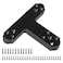 Rasugarlary Black T Bracket 6 pcs T Post Brackets Pergola Post to Beam Connectors 4mm Thickness for Wood Steel Repair Fixing Mending T Plate Bracket Flat Connector with Screws