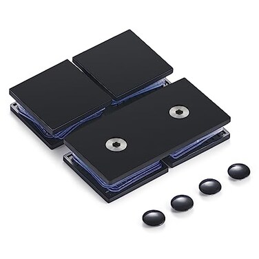 Ranbo Square Frameless Glass Clamp ConnectorShower Door Fixed PanelCorner Clamp 304 Stainless Steel for 516 12 812 mm Thickness 2 PC Matte Black