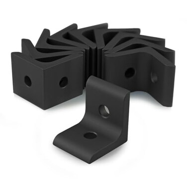 80/20 8020 4302 15 Series Aluminum 2 Hole Inside Corner Bracket 90 Degree Angle Bracket for 8020 T Slot Extruded Aluminum Extrusion 10 Black Anodize