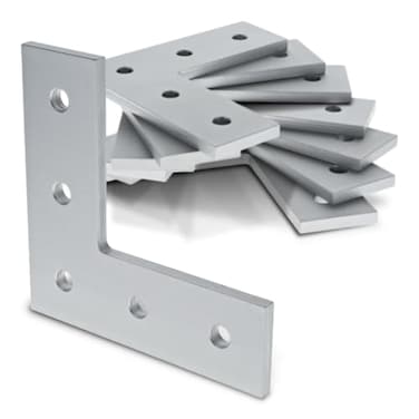80/20 8020 4481 15 Series Aluminum 5 Hole L Flat Plate Bracket Straight Mounting Connector Bracket for 8020 T Slot Extruded Aluminum Extrusion Clear Anodize 10