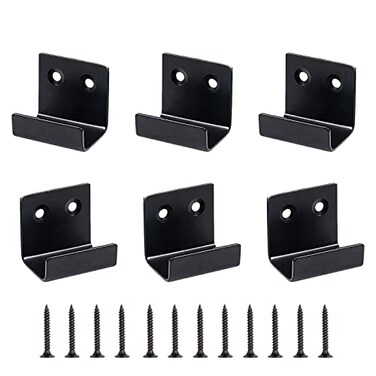 Atskonnen U Bracket Stainless Steel Mounting Brackets 16 x 13 Wall Hook Hanger Fastener Heavy Duty Billboard Holder Tile Hanger with Installation Screws6 Packs Black