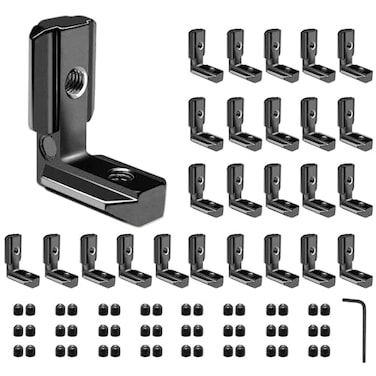 SeekLiny 26pcs Seekliny 4040 Extrusion Connector Bracket Joint Extruded Aluminum Hardware TSlot Accessories VSlot with Screws for 8020 Aluminum Profile 3D Printer Accessories Black