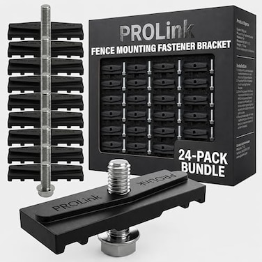 Tacmaster Plus ProLink Chain Link Fence Sign Mounting Brackets Stainless Steel Bolts Easy Installation Reliable Stable Mounting for Outdoor Displays Signs Black Pack of 24