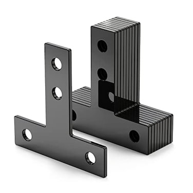 NVAXQF Black Aluminum Profile Corner Brackets 10 Sets Including 40pcs M5 TSlot Nuts 40pcs M5x8mm Bolts for 6mm Slot 2020 Series Aluminum Profile Extrusion