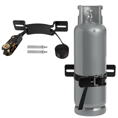 Zhichen star Propane Tank Holder Propane Tank Mount with 66FT Ratchet Straps Steel WallMounted Bracket for Oxygen Nitrogen Expansion Tanks for Mounting Various Gas Cylinders Black
