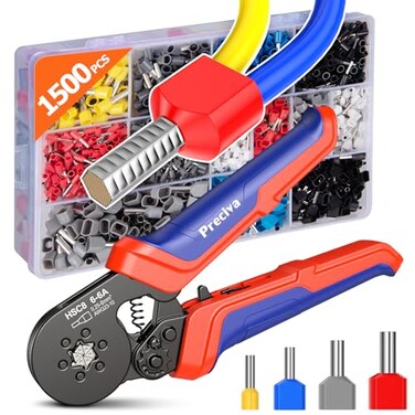 Preciva Ferrule Crimping Tool Kit Upgrade Double Single Ferrules Connectors of 1500PCS Hexagonal Sawtooth SelfAdjustable Ratchet AWG2310 0256mm Wire Terminals Crimper Kit