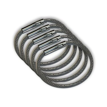 CDM Supply 55 Clear Nylon Coated Stainless Steel Locking Wire Ring Heavy Duty Aircraft Cable Tamper Proof Seal Crimp Wire Key Ring Loop 25 Pack