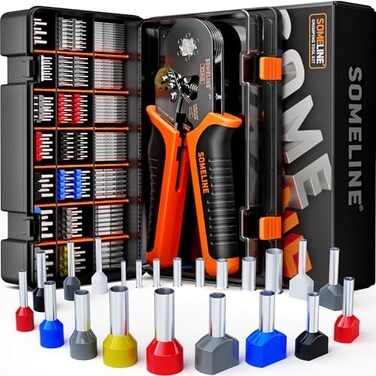 SOMELINE Ferrule Hexagonal Crimping Tool Kit 21 Sizes Ferrules 248 AWG Ferrule Crimper Hexagonal Crimp Pliers Ferrule Terminal Kit