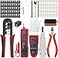 LEATBUY-TECH LEATBUY Crimper RJ45 Crimp Tool Set CAT5 CAT6 Crimping Tool for Ethernet Net Regular with Connectors Covers Network Wire Lan Cable Punch Down Cutter Stripper Kit Red