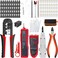 LEATBUY-TECH LEATBUY Crimper RJ45 Crimp Tool Set CAT5 CAT6 Crimping Tool for Ethernet Net Regular with Connectors Covers Network Wire Lan Cable Punch Down Cutter Stripper Kit Red
