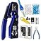 PETECHTOOL RJ45 Crimp Tool Pass Through Ethernet Crimper for Cat6 Cat5e Cat6a Connectors Cat6 Crimping Tool Kit