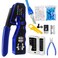 PETECHTOOL RJ45 Crimp Tool Pass Through Ethernet Crimper for Cat6 Cat5e Cat6a Connectors Cat6 Crimping Tool Kit