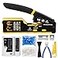PETECHTOOL RJ45 Crimp Tool Pass Through Ethernet Crimping Tool Kit Cat6 Cat5e Cat6a RJ45 Crimper with Cable Tester Cat6 Connectors with RJ45 Boot Covers Mini Stripper Blades and Cable Ties