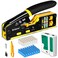 Brileine RJ45 Crimp Tool Pass Through Kit Ethernet Crimper Cat5 Cat5e Cat6 Crimping Tool for RJ11RJ12 6P8P with Network Lan Cable Tester 50PCS Cat6 Connectors 50PCS Boots Mini Cable Stripper