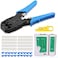 Gaobige rj45 Crimp Tool Kit Cat5 Cat5e Crimping Tool with 100pcs rj45 Cat5 Connectors 20pcs rj45 Cat5e Connector Covers Cable Tester Network Wire Stripper