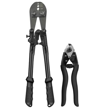 TooTaci Wire Rope Crimping Tool Kit Include 14 inch Swaging Tool and Wire Rope Cutter Cable Crimper for 116 to 18 Crimping Loop Sleeves