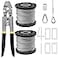 FGBNM 656ft Wire Rope Crimping Tool Kit 116 Stainless Steel Wire Rope Cable with Aluminum Crimping Sleeves and Stainless Steel Thimbles for Railing Decking Picture Hanging