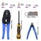 Swpeet 14Pcs Professional Coaxial Cable Tool Kit Ratcheting Wire Terminal Coaxial Cable Tool Kit with 1Pcs Cable Stripper and 10pcs 50 Ohm Crimp MaleStraight Connectors for Coax Connectors