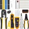 LEATBUY-TECH LEATBUY Crimper Set RJ45 Crimp Tool Kit CAT5 CAT6 Crimping Tool LAN Ethernet Stripper 50PCS Connectors 50PCS Covers Network Cable Tester Wire Punch Down CutterBLACK