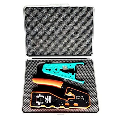 Gaobige Network Tool Kit RJ45 Crimper Tool Kit with a RJ45 Pass Through Crimp Tool Wire Crimper Stripper Cutter Ethernet Crimping Tool for Cat6A Cat6 Cat5 Cat5e a Wire Stripper Orange