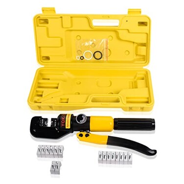 Dawot 10 Ton Hydraulic Crimping Tool with 9 Dies 1220 AWG Battery Cable Electrical Terminal Crimper for Copper Aluminum Wires