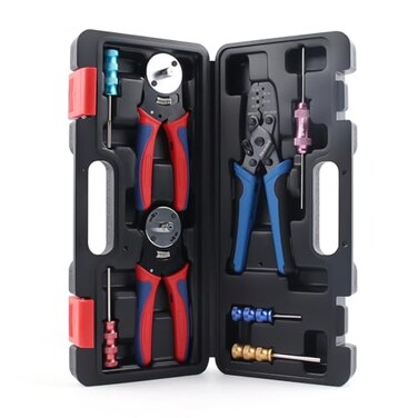 Newdeli Deutsch Crimp Tool Kit 8Pcs Deutsch Connector Tool Molex Crimper Close Barrel Open Barrel Crimpers with Deutsch Pin Removal Tool for Deutsch Connectors and Delphi Molex Terminals