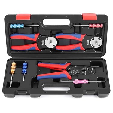 Knoweasy Crimp Tool Kit for Deutsch DT Connectors Close Barrel and Open Barrel Crimper Deutsch Removal Extraction Tool Solid and Stamped Contacts Weather Pack Terminals Includes 8PCS