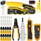 LEATBUY-TECH LEATBUY CAT6 Crimp Tool Kit for RJ45 CAT5 Professional Network Crimper Wire Connector Stripper Cutter Computer Maintenance Lan Cable Pliers Tester Repair Punch Down Tool SetYELLOW